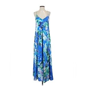 Nicole miller blue abstract maxi dress with built in bralette